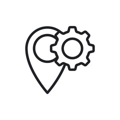 Location Pin Gear Settings Minimal Line Icon