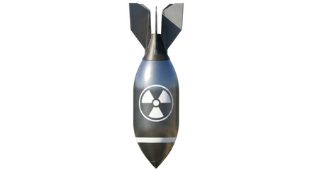 Isolated nuclear bomb with radiation symbol, ominous weapon for war and destruction purposes
