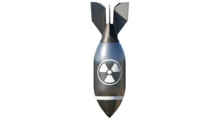 Isolated nuclear bomb with radiation symbol, ominous weapon for war and destruction purposes