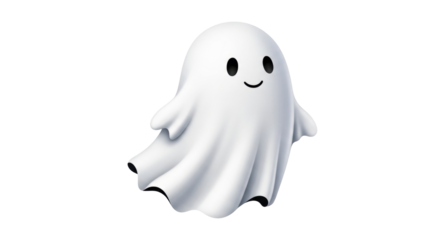 Isolated fun ghost, cute cartoon character for Halloween costume party decoration, vector clip art