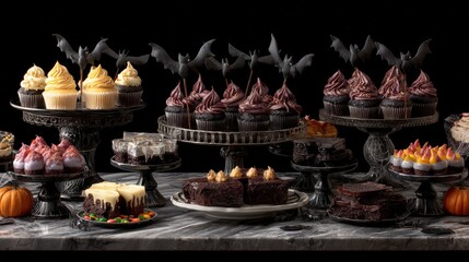 A table with many different types of cakes and desserts