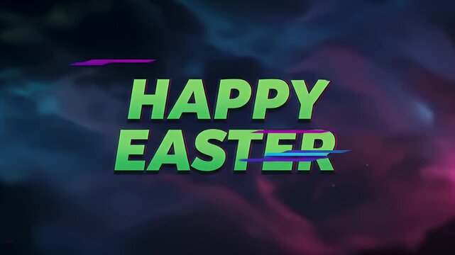 Abstract 3D Happy Easter Glitch Text Animation Background Vibrant Colors