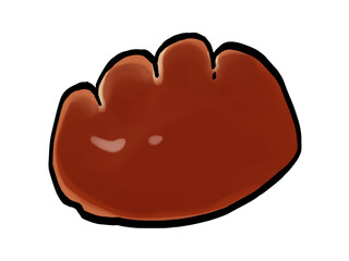 クリームパンのイラスト （筆タッチ・一枚） 和風  シンプル / Hand-painted Cream Bread (Traditional Japanese Style)	