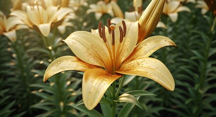 Golden Lily in Full Bloom - A Floral Masterpiece.