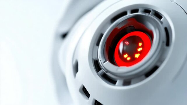 A close-up shot of a red light on a white object, suitable for use in presentations or designs where a bold and attention-grabbing visual is needed