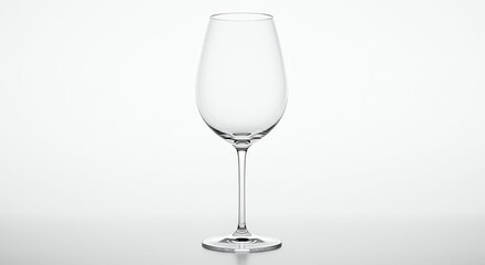 Obraz premium Empty Clear Wine Glass Standing on White Surface with Soft Lighting