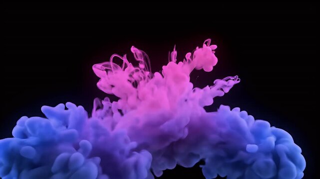 Abstract 3D Pink Blue Smoke Explosion Background With Dark Background