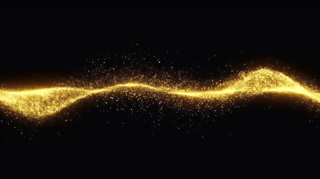 Golden Particle Wave Abstract Background 3D Illustration