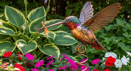 Hummingbird Garden Art - A Vibrant Display of Natures Beauty.