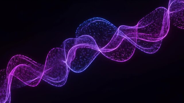 Abstract 3D Pink Purple Glowing Particles Flowing Background Animation
