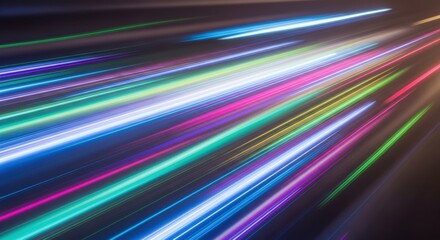 Vibrant Abstract Light Trails: Dynamic Motion Blur on Dark Background