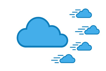Stylized moving blue clouds symbol representing speed and rapid data transfer
