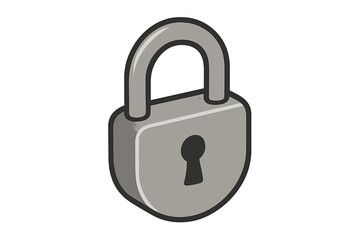 Stylized closed metal padlock representing security, privacy, and restricted access