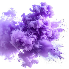 Swirling lavender and white plumes explode against a black void, artistic, abstract