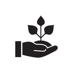 Hand Holding Growing Sprout Plant Glyph Icon
