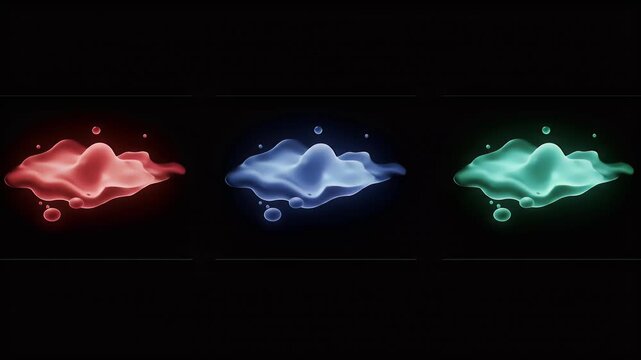 Abstract 3D Rendered Glowing Clouds Red Blue Green Background