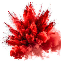 Vivid red and white cloud-like explosion against a black background