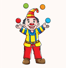 Cute cartoon hand drawn vector clown clipart.