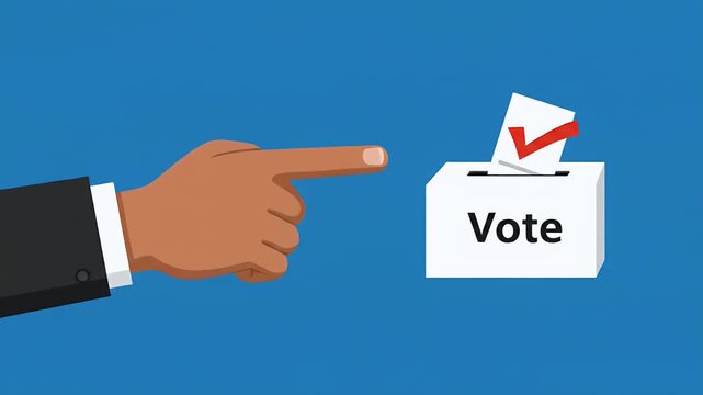 Illustration Of A Hand Casting A Vote Into A Ballot Box
