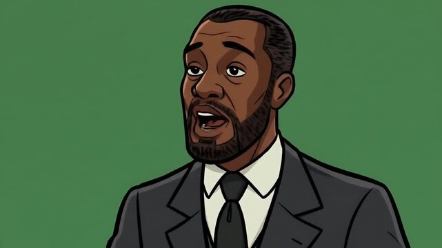 Illustration Of A Man In A Suit Speaking Openly On A Green Background