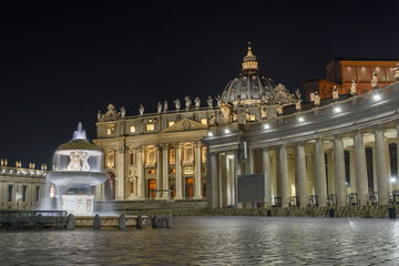 Fototapeta premium St. Peter’s Basilica Illuminated at Night, Vatican City
