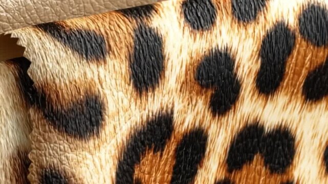 Various textured fabrics with leopard print for design and backgrounds