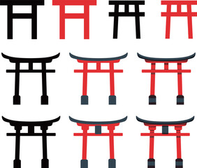 鳥居　神社　アイコン　セット
