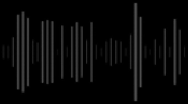 Abstract sound wave visualization digital audio spectrum equalizer bars pulsing on black background dynamic waveform graphic motion design