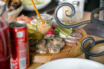 Delicious appetizers, restaurant dishes, beautiful presentation of dishes in a restaurant