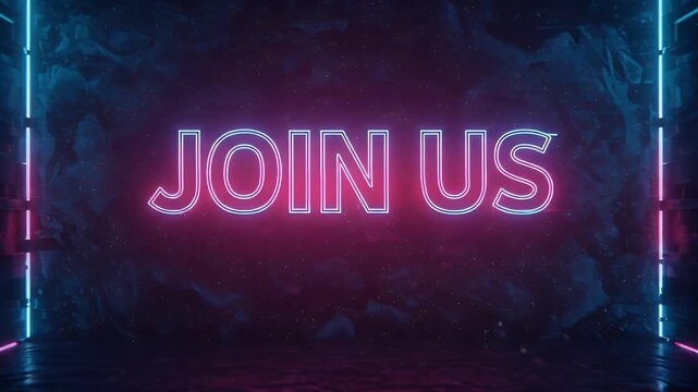 Join Us Neon Abstract Background 3D Render