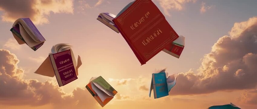 A surreal and beautiful animation of books flying like birds against a stunning sunset. Symbolizes freedom of imagination, creativity, and the joy of reading.