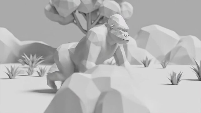 Low Poly 3D Gorilla illustration jungle background natural lighting
