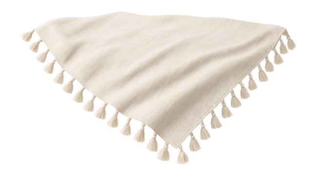 Light cotton decorative blanket with tassel edges, ideal for summer evenings on the porch.
