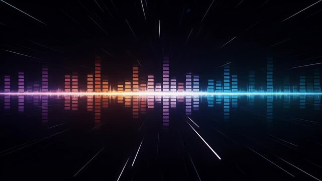 Abstract Audio Equalizer Background With Colorful Sound Waves Animation