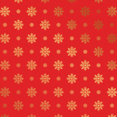 Seamless red background with elegant gold snowflakes, perfect for Christmas, holiday wrapping paper, festive decorations, greeting cards, invitations, and winter-themed designs, high resolution patter
