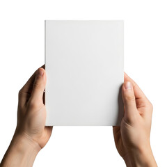 Obraz premium Hands holding a blank white square card 