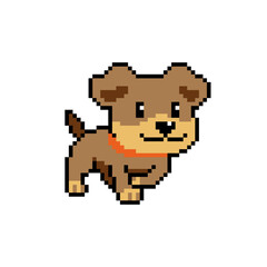 Pixel art cute dog vector in retro style