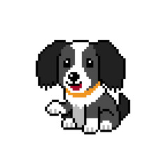 Pixel art a cute dog vector in retro style