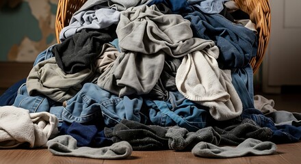 Overflowing Laundry Basket - A Mountain of Clothes.