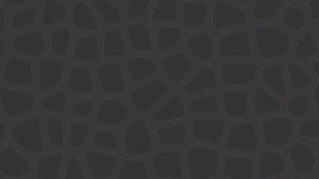A dark gray abstract animation featuring a smooth organic texture that continuously morphs and changes shape. The soft geometric patterns flow and shift like living cells or liquid surfaces
