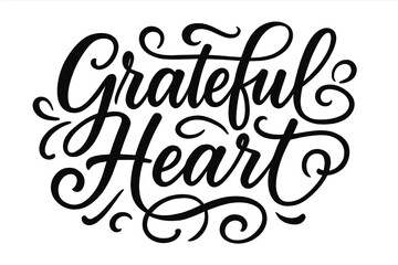Obraz premium Grateful Heart Artistry. Grateful Heart. Elegant modern calligraphy lettering with bold and saturated thick