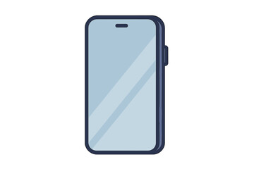 Modern smartphone device with blank screen and dark casing isolated on white background