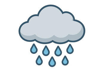 Stylized weather symbol showing a dark gray cloud with falling blue raindrops
