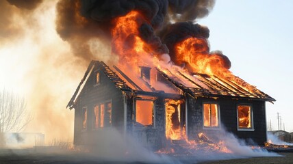 House Fire: Devastation Amidst a Bright Backdrop