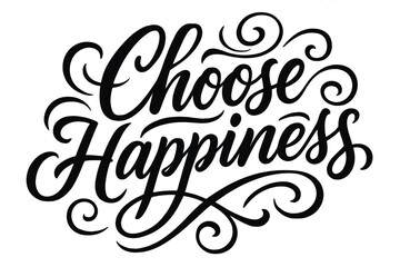 Choose Happiness Calligraphy. Choose Happiness. Elegant modern calligraphy lettering with bold and saturated