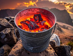溶岩が入ったバケツ