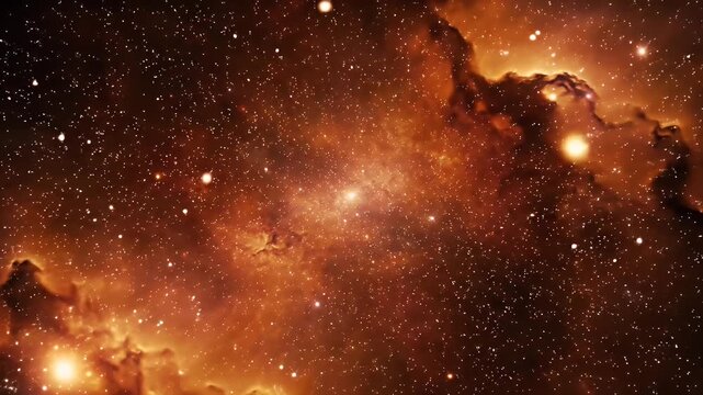 Orange Nebula Galaxy Background With Stars