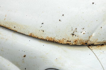 車のさび、きず　Rusty iron plate of an old car