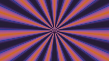 Bold radial starburst background with vibrant orange, purple, and blue rays. Ideal for energetic backgrounds, retro-futuristic designs, or dynamic visual effects.