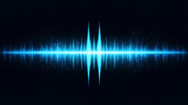 Abstract Blue Audio Waveform Animation Background With Particles